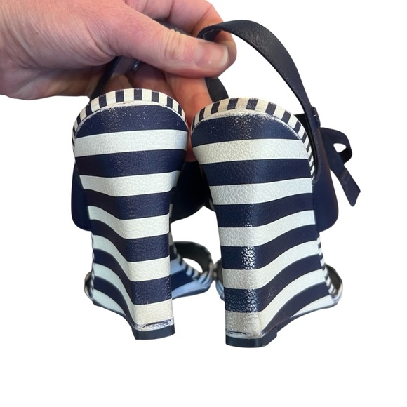 Tory Burch Maritime Stripe Wedge Sandals Women’s Size 7.5 - Picture 9 of 16